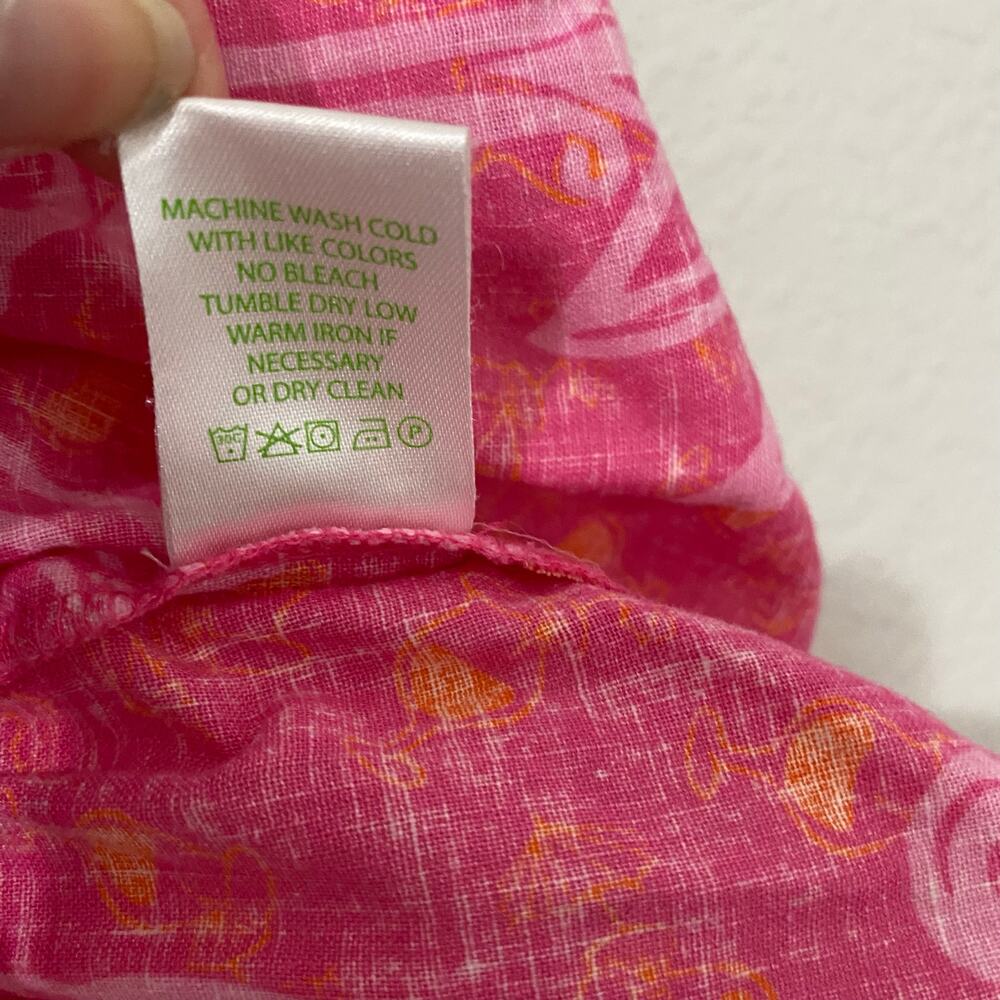 Lilly Pulitzer Largo Daiquiri Skirt L Pink Pineapple Print Linen Ruffle Pockets - Picture 11 of 11
